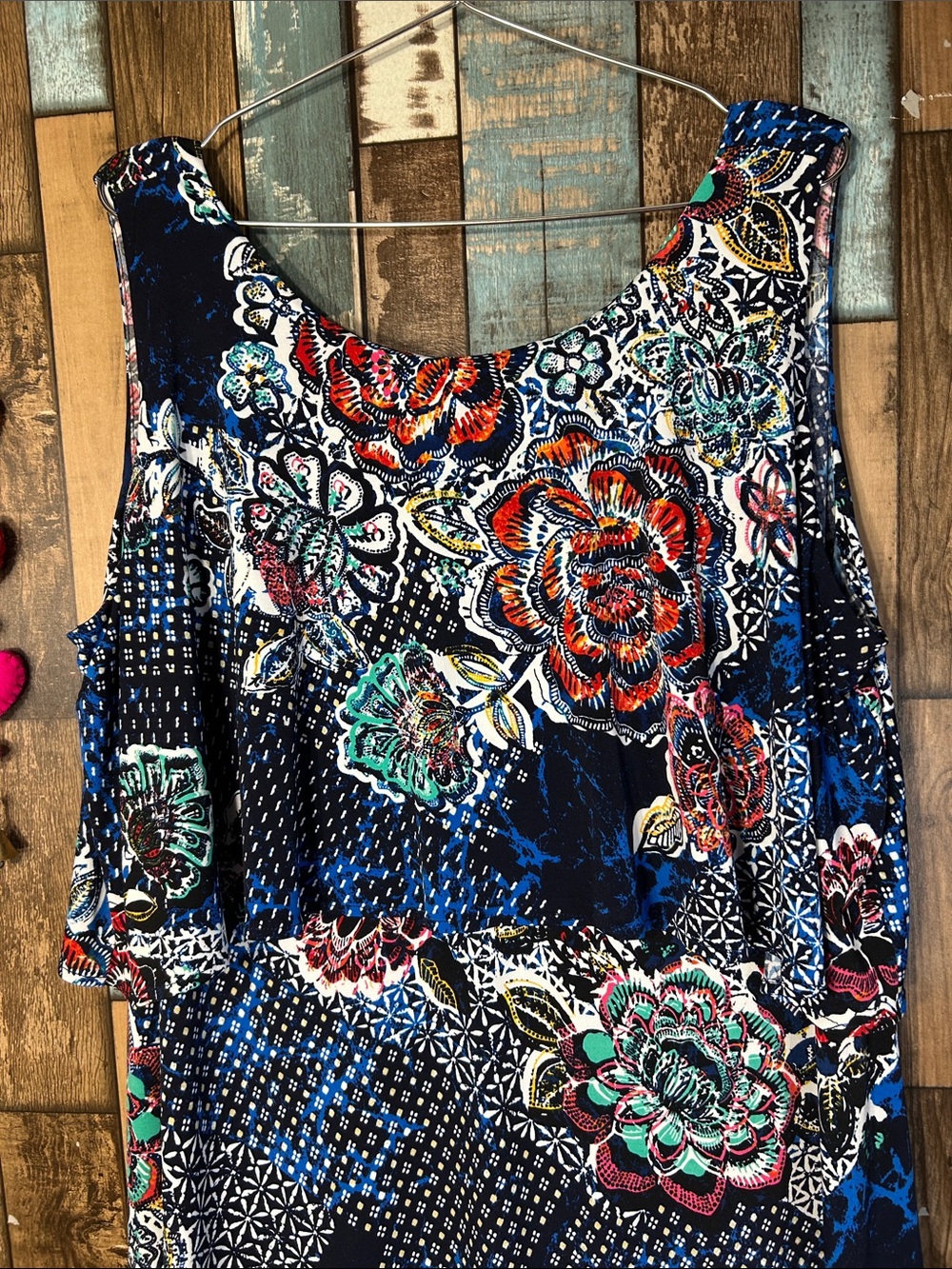 Rafaella Navy Floral & Multicolor Print Midi Dress - Picture 3 of 16